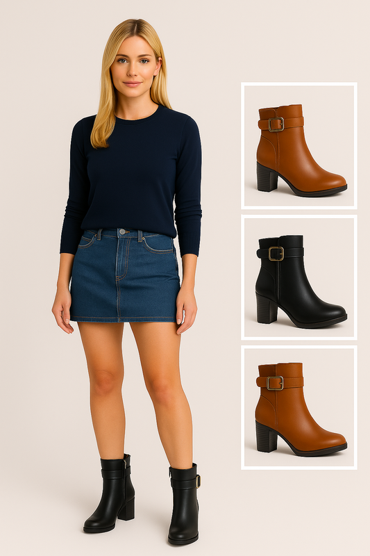 Botines LUISA con Tacón Mujer con Hebilla | Elegancia y Comodidad – Calzados P&P
 2836