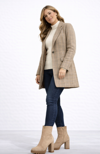 🤍 Botines de Tacón Ancho en Ante – Negro y Beige HF3016