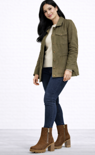 Botines de Mujer Marrón Troquelados con Tacón Ancho – Elegantes y Cómodos M1537