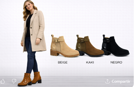 Botines de Mujer Bicolor con Hebilla – Beige, Kaki y Negro R-28