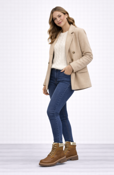 Botines Camel Estilo Militar con Detalle Dorado – Cómodos y Elegantes 1212