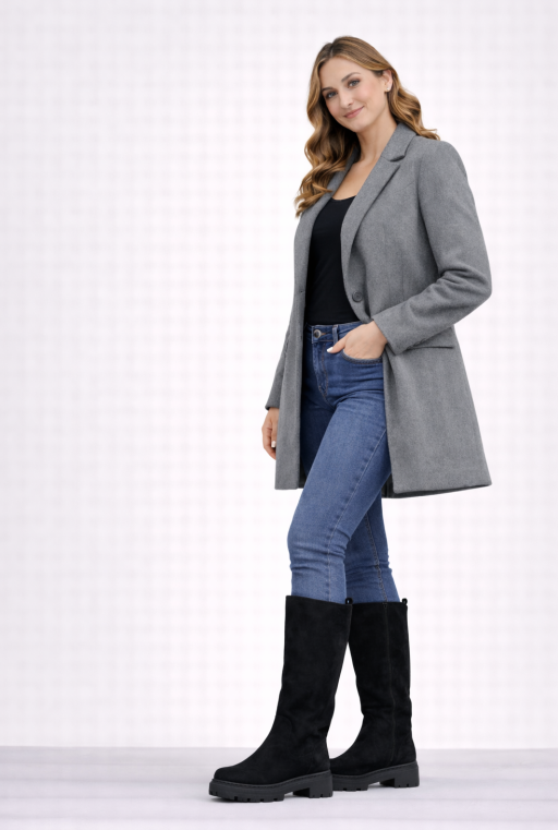 Botas Negras de Ante | Estilo Sofisticado U9X90037-4