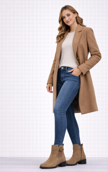 Botines de Mujer en Ante Taupe con Hebilla – Estilo Clásico y Elegante RL2038