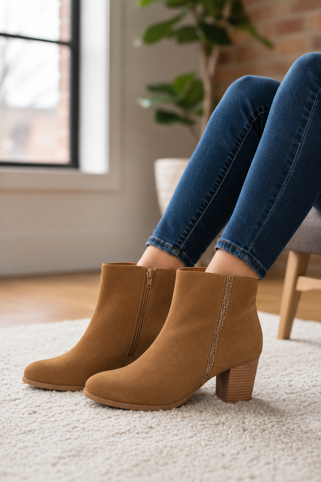 Botines Mujer con Tacón Alto y Cremallera Lateral | Suede Elegante Calzados P&P
 Y8B-AX22089-1