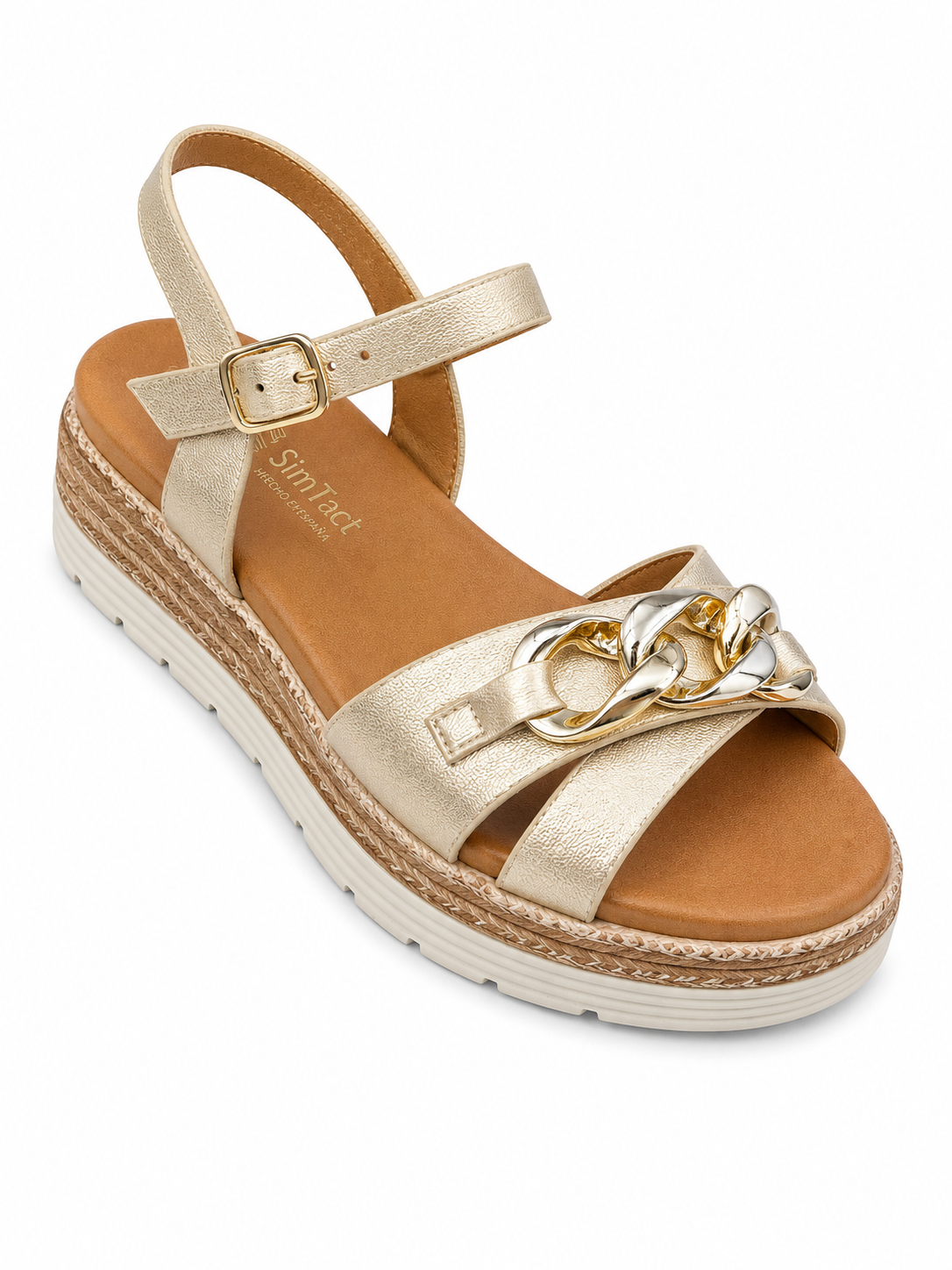 Sandalia Plataforma con Cadena Decorativa – Champagne NS-5357-2