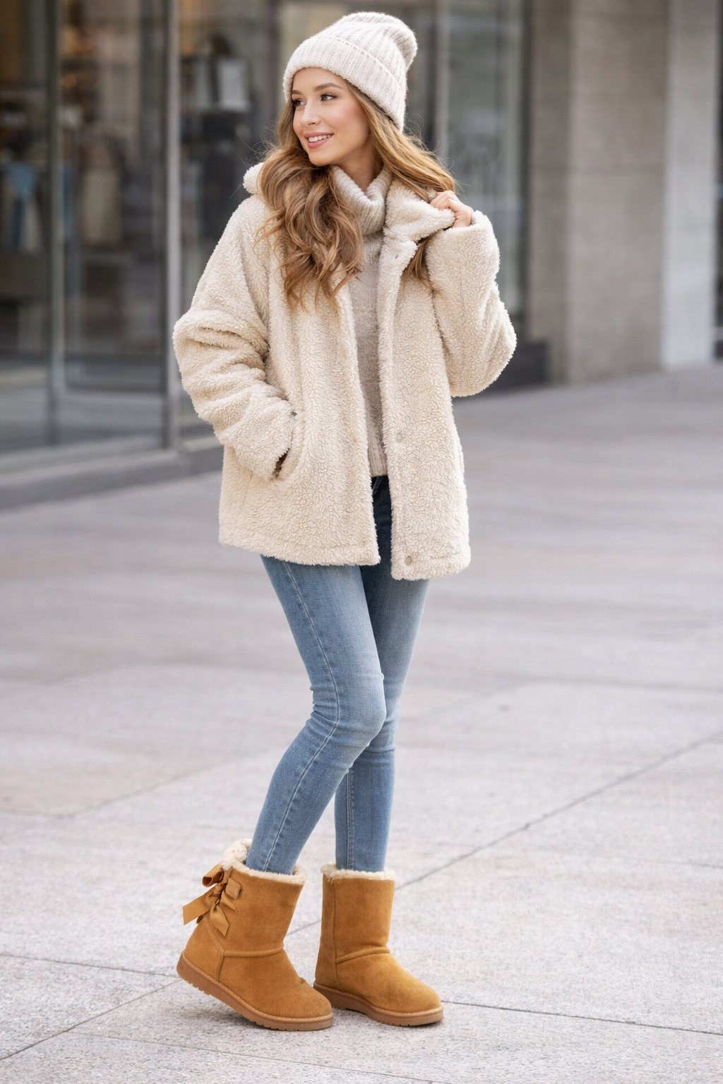 Botines de Pelo Abrigados con Doble Lazo Trasero – Súper Cómodos y Calentitos
 B891