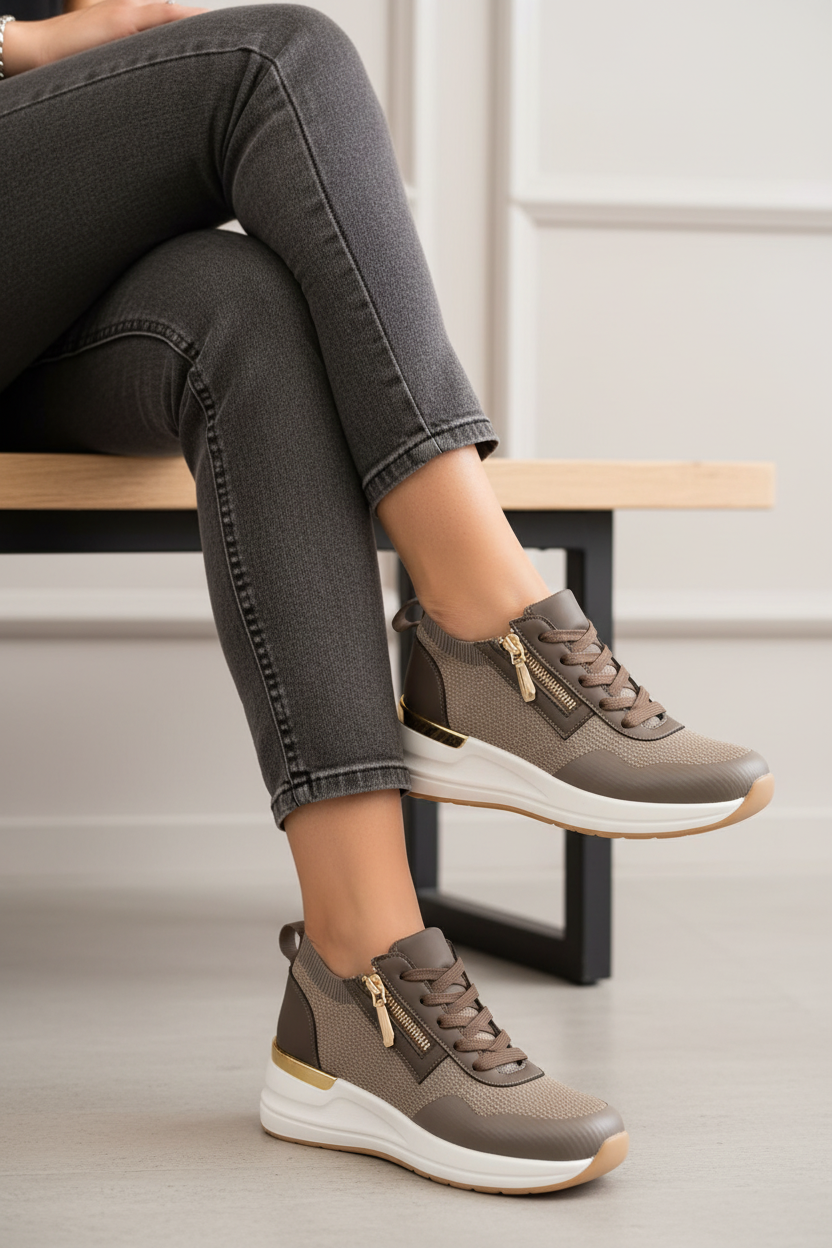 Deportiva Mujer Cuña Confort con Cremallera 2 Colores M565