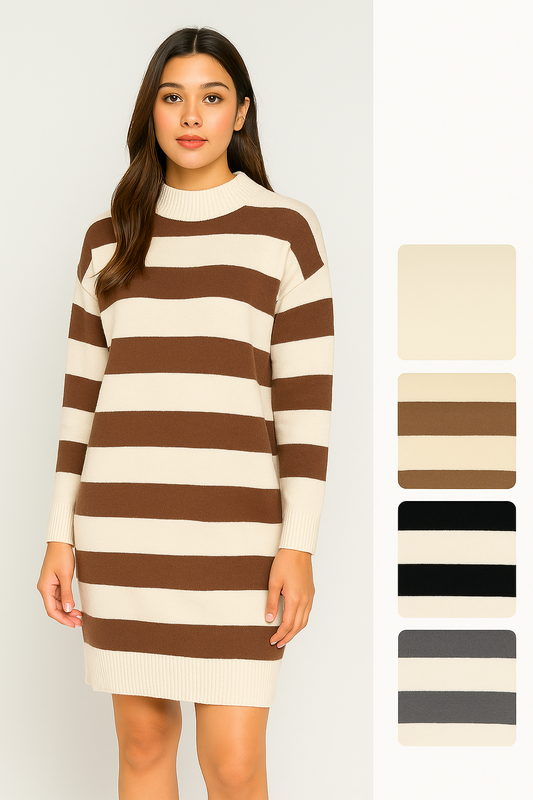 Vestido de punto a rayas — Suave, cómodo y con estilo casual