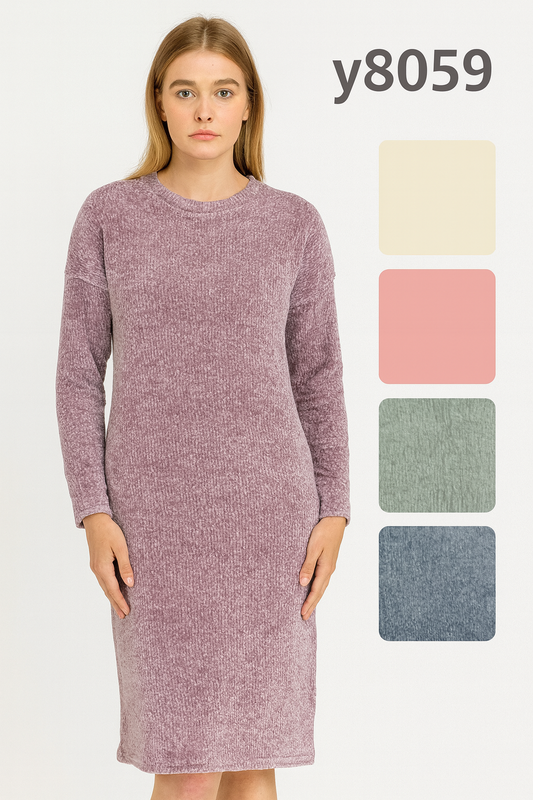 Vestido de Punto Suave “Y8059” – Cálido, Cómodo y Elegante 💫