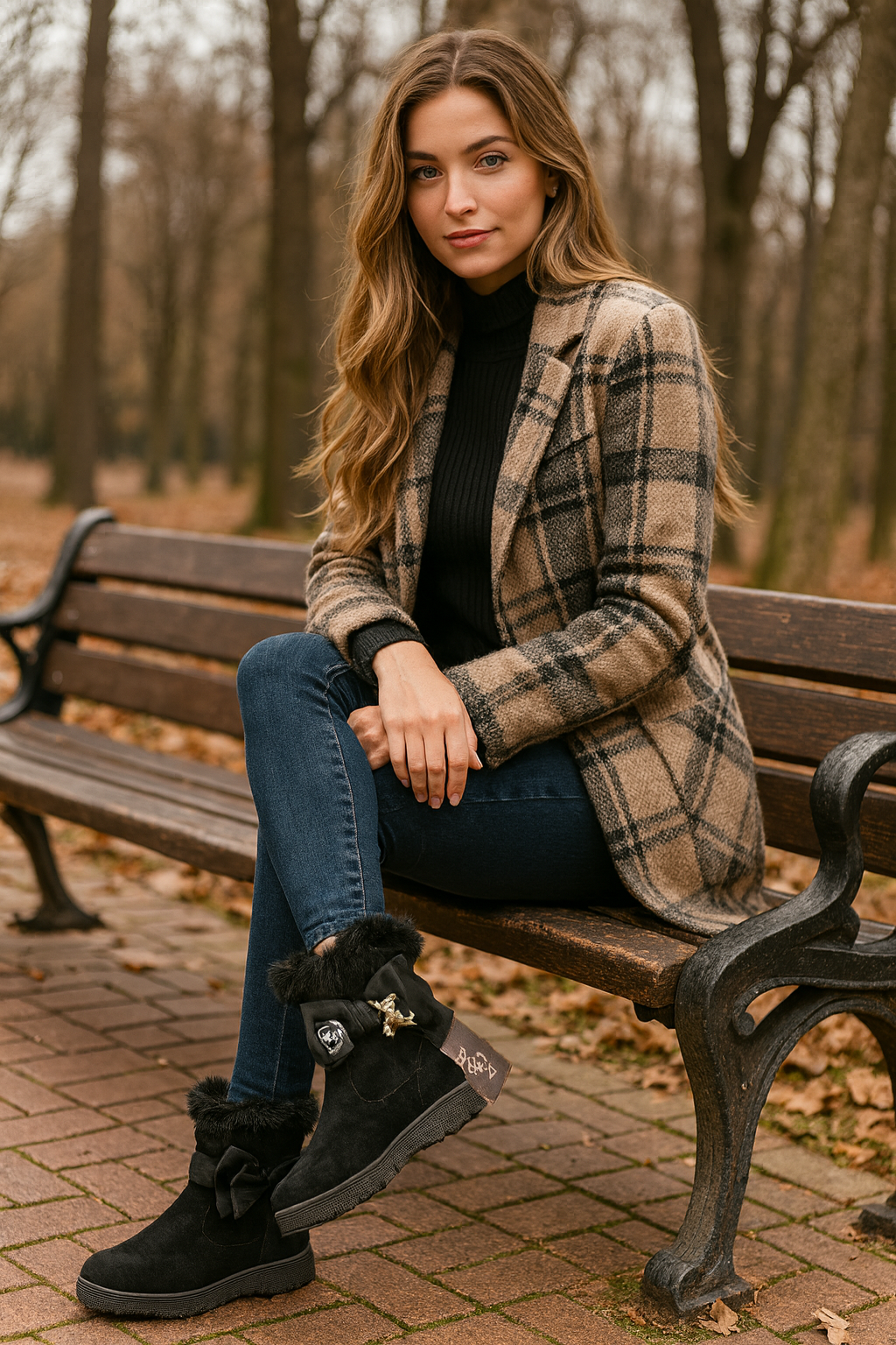 Botines de mujer con lazo y detalle osito  H0271