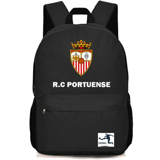 Mochila Deportiva R.C. Portuense Negra – Resistente y Cómoda para Uso Diario