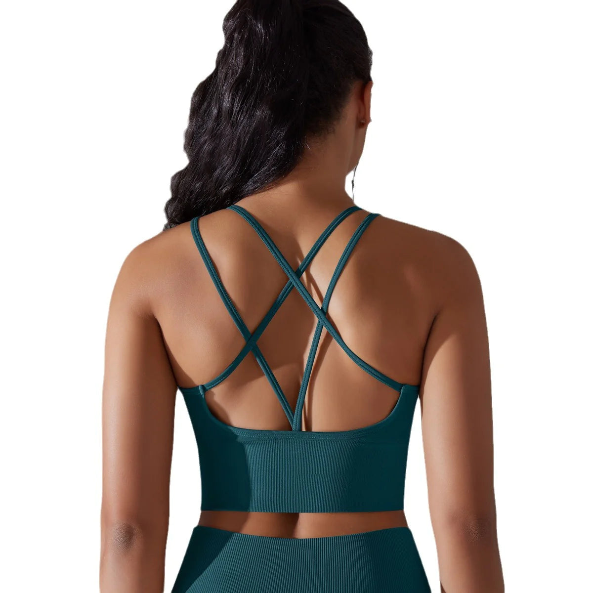 Ropa Interior de Ejercicio de Espalda Cruzada y Color Sólido Estilo Europeo y Americano