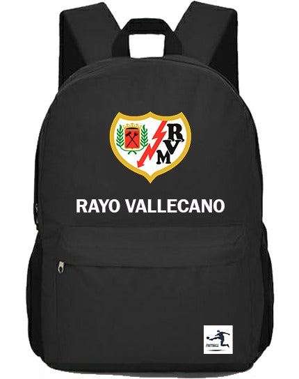 🎒Mochila rayo vallecano  deportiva negra con diseño futbolero