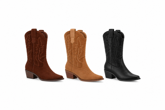 Bota Cowboy Alta Mujer Estilo Western – Tacón Bajo | Disponible en Varios Colores VR6-3315