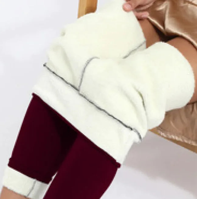 Leggings de lana de cordero acolchados de terciopelo